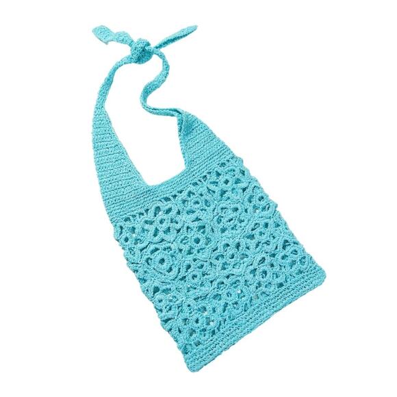 Urban Outfitters Monaco Blue Raffia Hobo Beach Vacation Bohemian Style Bag NWT - Picture 1 of 8